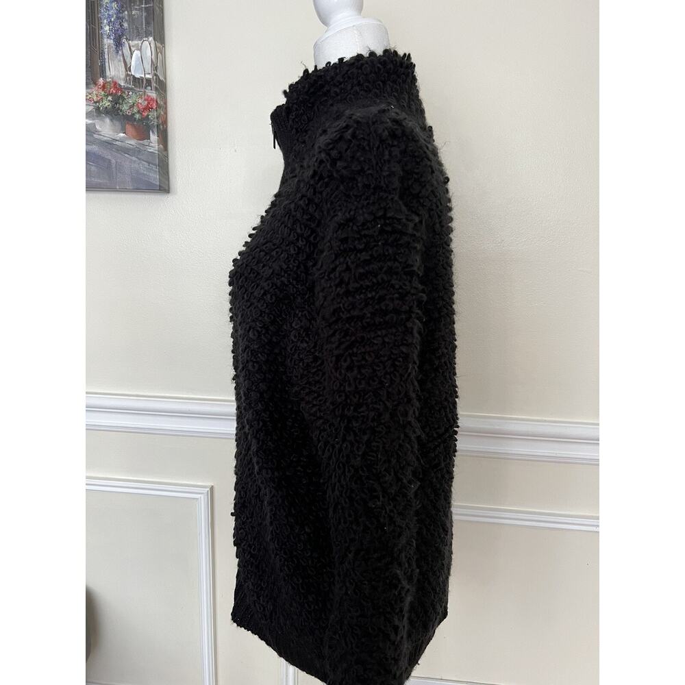 Treasure & Bond Womens Black Loop Yarn Front Full Zip Long Sleeve M A003549 - Picture 6 of 9